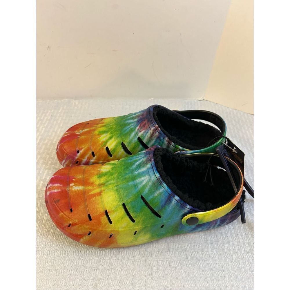 Rugged Shark clogs men’s 9 tie‎ dye fur lined new